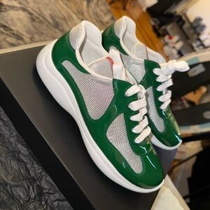 Prada Green and White Women's Sneakers